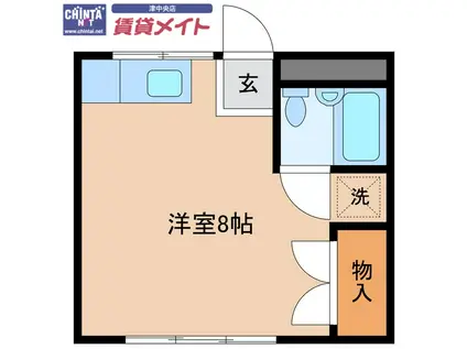 L イースト ウエスト(ワンルーム/1階)の間取り写真