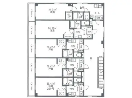ベル・エポック(1K/2階)の間取り写真