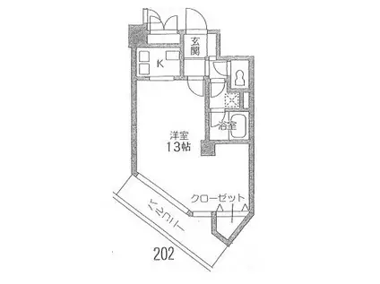 ファンシェイプ中井川(ワンルーム/3階)の間取り写真