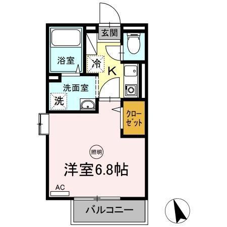 ホワイトウイング(1K/2階)の間取り写真
