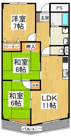 日吉マンション(3LDK/3階)の間取り写真