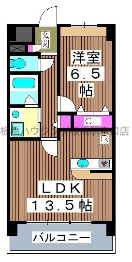ブルースカイ(1LDK/4階)の間取り写真