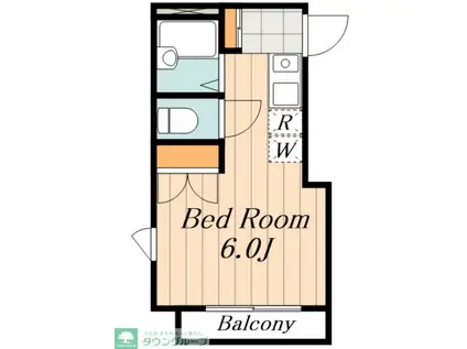 ウエストポール(ワンルーム/1階)の間取り写真