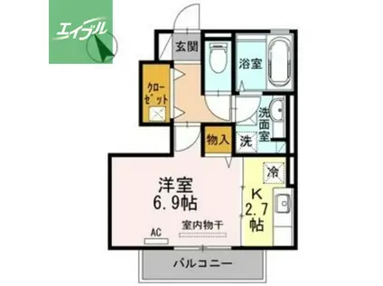 カーサデラルス A棟(1K/1階)の間取り写真