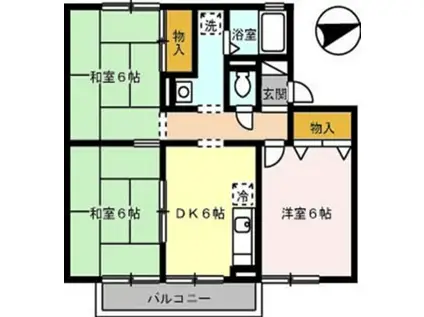 サリネージュ山手E棟(3DK/2階)の間取り写真