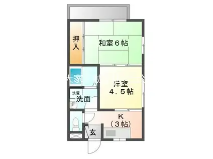 ハイツニュータウンB(2K/1階)の間取り写真