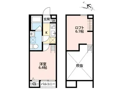サヴォイ東林間(1K/1階)の間取り写真