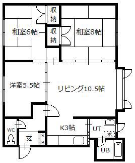 ロピア東光A(3LDK/2階)の間取り写真