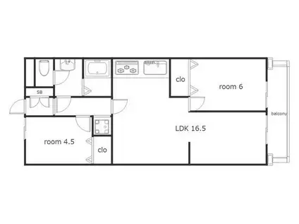 第二中柳ハイツ(2LDK/4階)の間取り写真