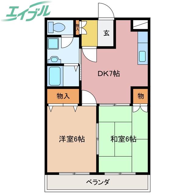 グランデ(2DK/3階)の間取り写真