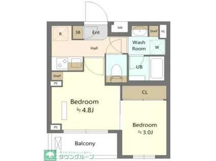 ES-GRANDE綾瀬(2K/2階)の間取り写真