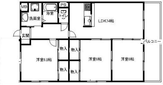 ユーミー東原(3LDK/2階)の間取り写真