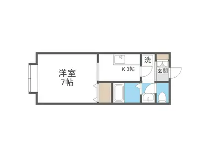 地下鉄東西線 南郷7丁目駅 徒歩5分 5階建 築35年(1K/4階)の間取り写真