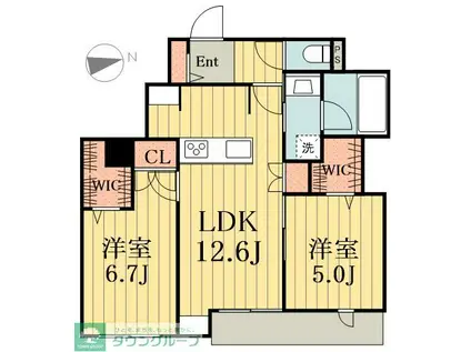 メゾンクレール谷在家(2LDK/2階)の間取り写真