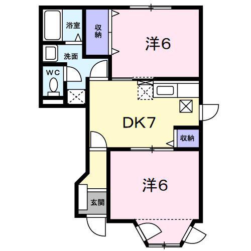 グレンツェントハオスK I(2DK/1階)の間取り写真
