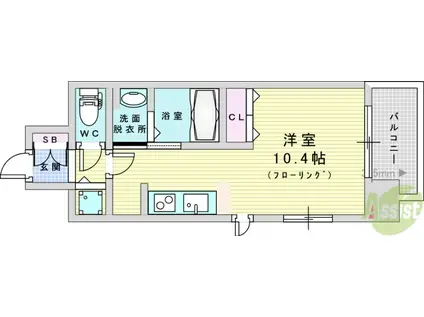 ALIVIO(ワンルーム/10階)の間取り写真