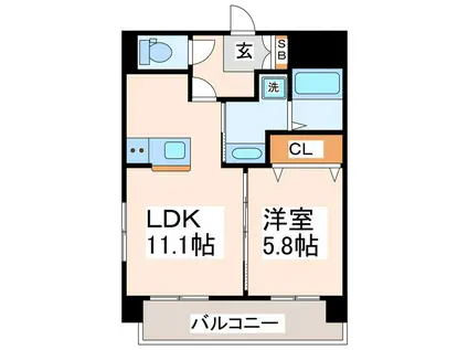 S-FORT熊本県立大学前(1LDK/2階)の間取り写真
