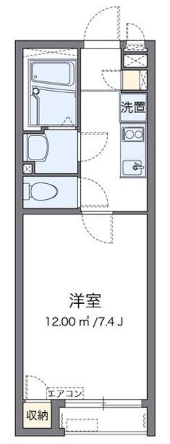 クレイノスヨン(1K/1階)の間取り写真