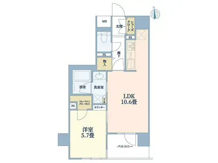 イニシア浅草(1LDK/7階)の間取り写真