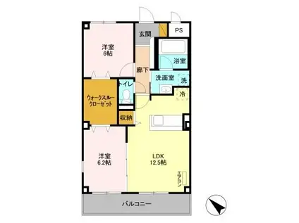 ベルグレイス(2LDK/2階)の間取り写真