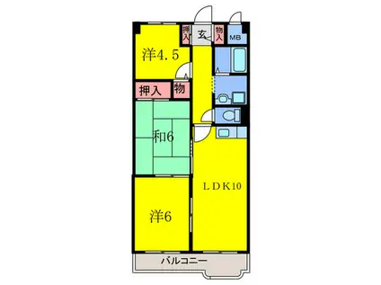 エクセレント西平野(3LDK/6階)の間取り写真