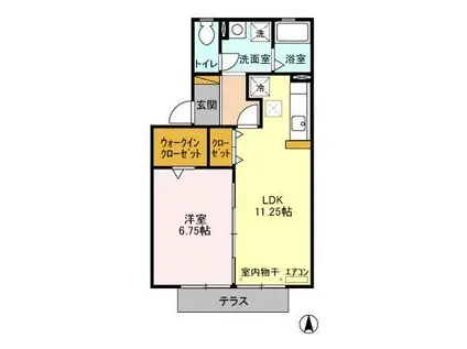 アルカンシェル(1LDK/1階)の間取り写真