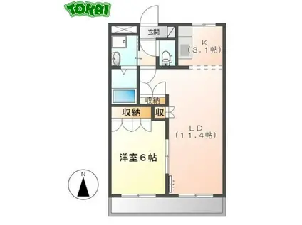 クローバーグリーンV(1LDK/2階)の間取り写真