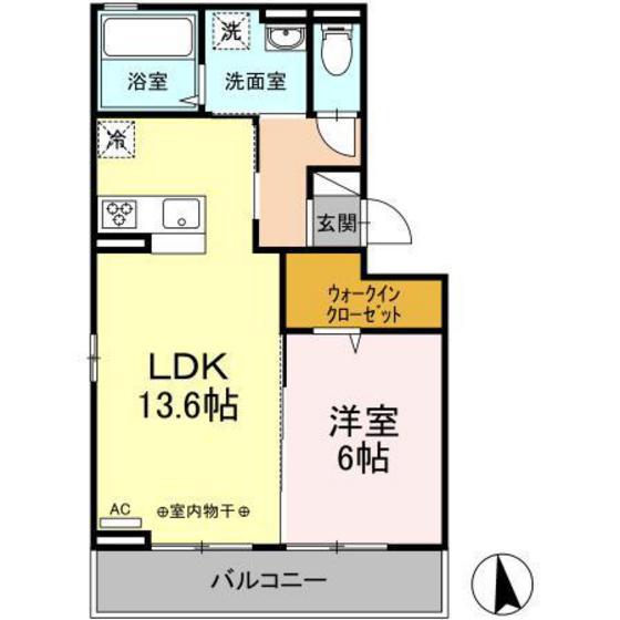 ソーニュアスリーク(1LDK/2階)の間取り写真