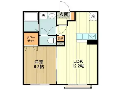 オークプレイス(1LDK/2階)の間取り写真