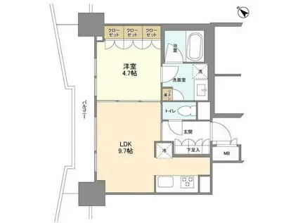 LASANTE五反田(ワンルーム/14階)の間取り写真