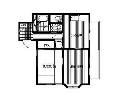 クリフサイドF(2DK/1階)の間取り写真