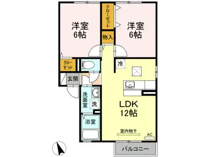 クレストM(2LDK/1階)の間取り写真