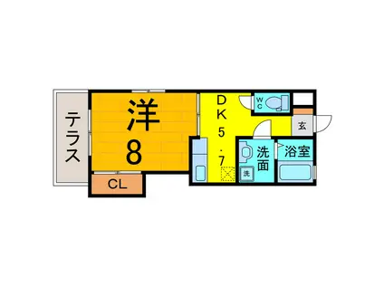 セグラカーム(1DK/1階)の間取り写真