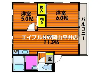 エンドレスV(2LDK/2階)の間取り写真