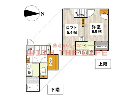 ADC津福ザ・ガーデン(1K/1階)の間取り写真