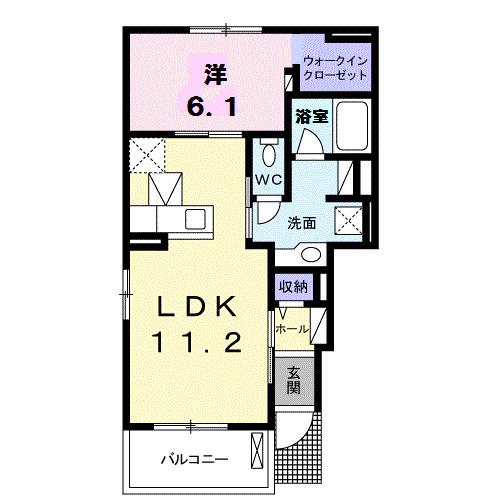 クラール宇多津A(1LDK/1階)の間取り写真