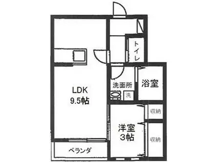 せせらぎコート仲町台(1LDK/2階)の間取り写真