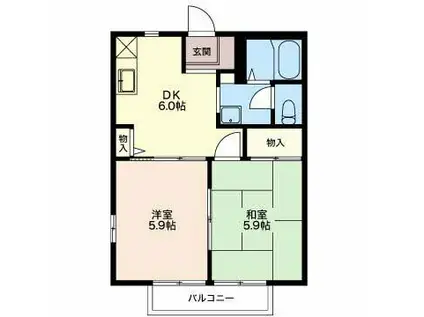 ディアコート蔵子 B棟(2K/2階)の間取り写真