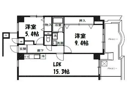 イーストリバーヒル(2LDK/7階)の間取り写真