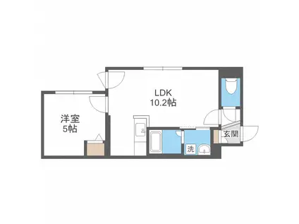 アンシャンテ手稲(1LDK/1階)の間取り写真