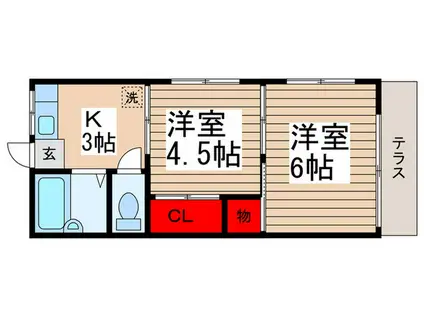 グリンヒル(2K/1階)の間取り写真