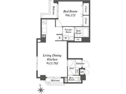 コスモリード大森町(1LDK/5階)の間取り写真