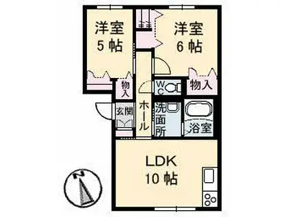 グランメール21(2LDK/1階)の間取り写真