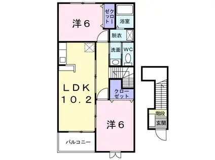 サンライズ(2LDK/2階)の間取り写真