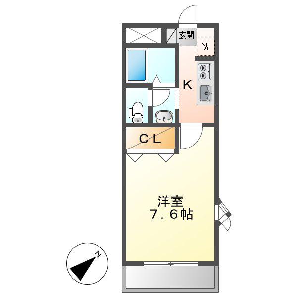 ロイヤルメイセス(1K/2階)の間取り写真
