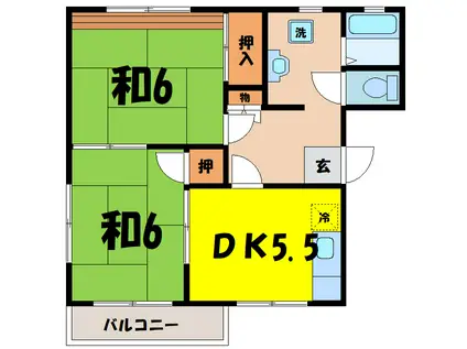 アネックス21(2DK/2階)の間取り写真