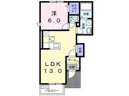 イースト SIDE II(1LDK/1階)の間取り写真