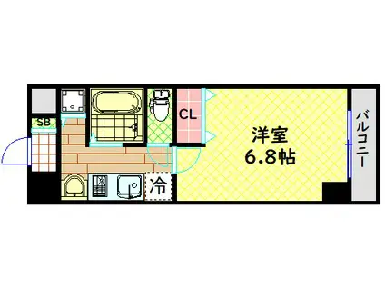 ジュネーゼグラン難波ミラージュ(1K/8階)の間取り写真