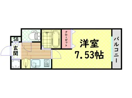 クレアートアドバンス大阪城南(1K/2階)の間取り写真