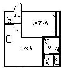AOマンション(1LDK/1階)の間取り写真